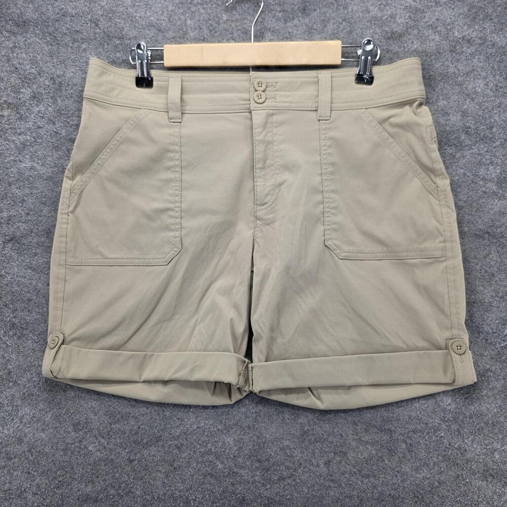 Eddie Bauer Shorts Womens 10 Beige Bermuda Microfiber Nylon Spandex 5.5 Inseam